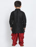 VASTRAMAY Boys' Black Cotton Silk Blend Kurta and Dhoti Pant Set